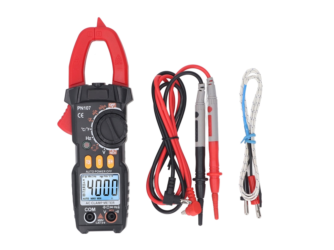 Pinza Amperimétrica Digital Multifuncional De 600 V Y 5999 Cuentas Para Medir Voltaje, Corriente, Resistencia Y Capacitancia.