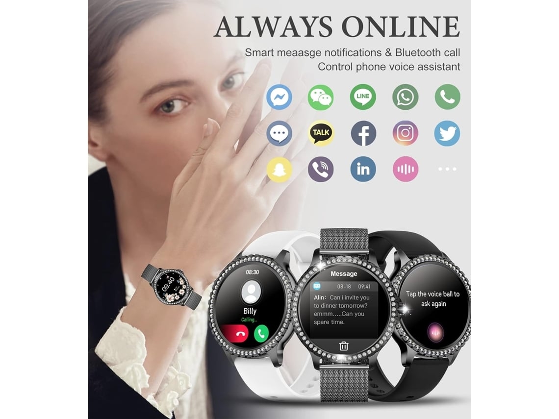 Smart Watch 1 32 Hd Smartwatch Rastreador De Actividades Resistente Al Agua Diamante Negro Yuysan