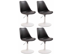 Juego de 4 sillas de comedor Maverick de plástico negro/blanco CLP