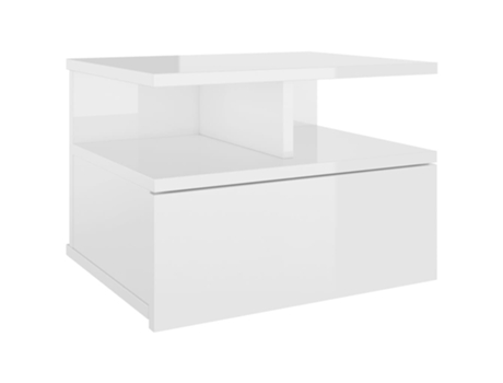 MAISON EXCLUSIVE Mesita de noche flotante aglomerado blanco brillante 40x31x27cm