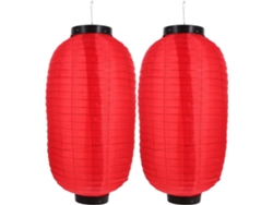 Juego de 2 faroles plegables japoneses, tela impermeable, rojo, 25 cm, decoración colgante, uso en interiores, GOKOCO