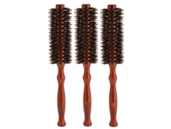2026 - Conjunto de 3 escovas de cabelo redondas resistentes a altas temperaturas com cabo de madeira para uso doméstico e em salões de beleza.