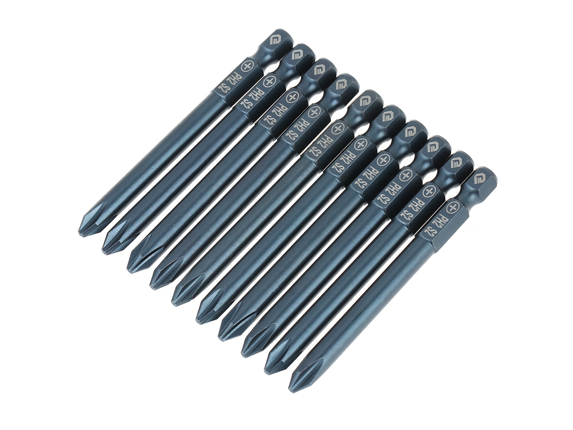 Conjunto De 10 Pontas De Parafusadeira Cruzada Ph2 Aço S2 1/4polegada Hexagonal 75mm Ferramenta