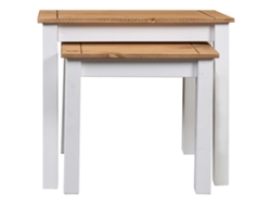 Mesas Apilables 2 Uds Madera Maciza Pino Panama Range Blanco