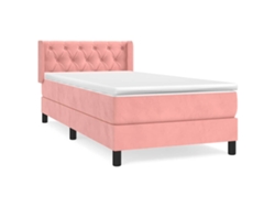 Maison Exclusive - Cama Box Spring Con Colchón Terciopelo Rosa 80x200 Cm