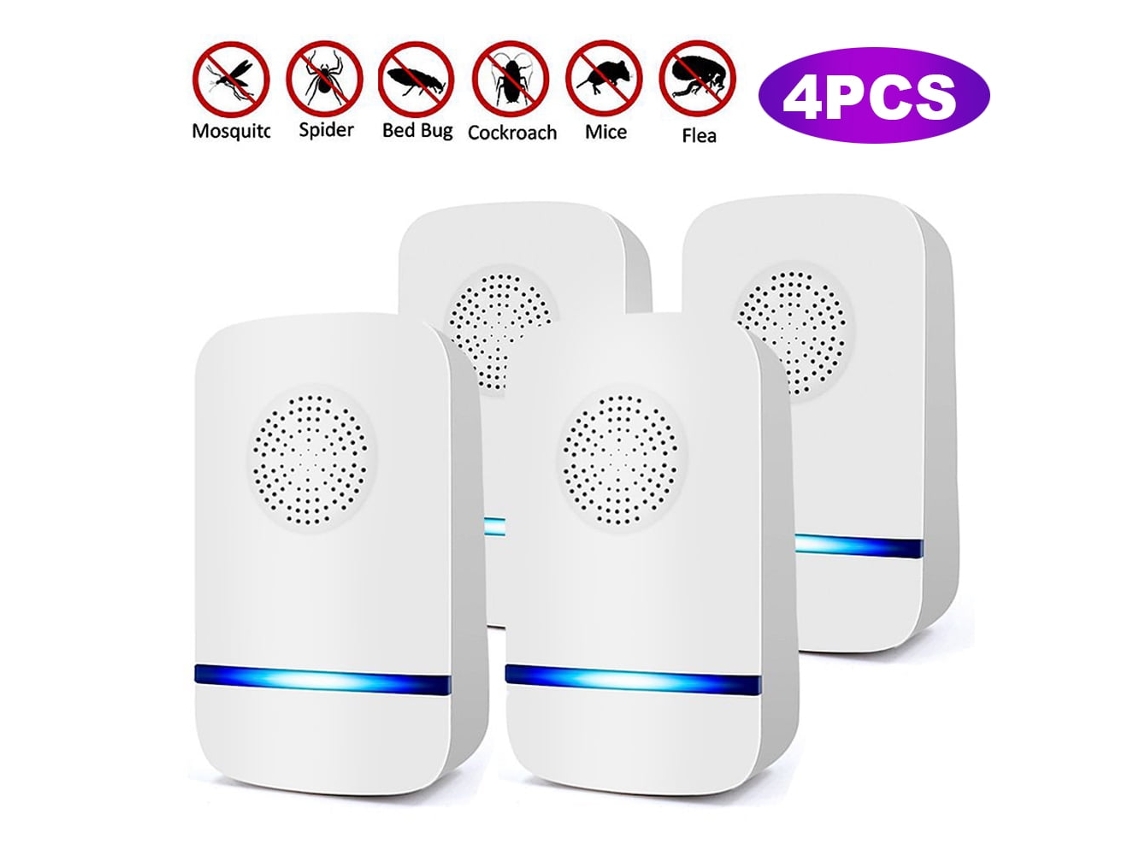 Repelente Ultrasónico 4 Unidades, Acción Contra Ratones, Cucarachas Y Mosquitos, Eléctrico Para Cocina, Hogar U Oficina