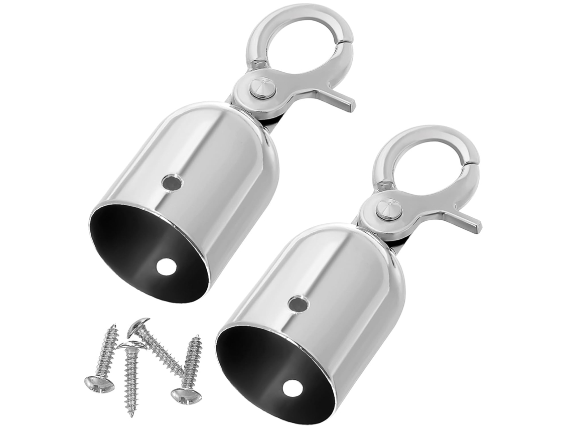 Conjunto De 2 Ponteiras De Aço Inoxidável Para Corda Com Pequeno Mosquetão Prateado.