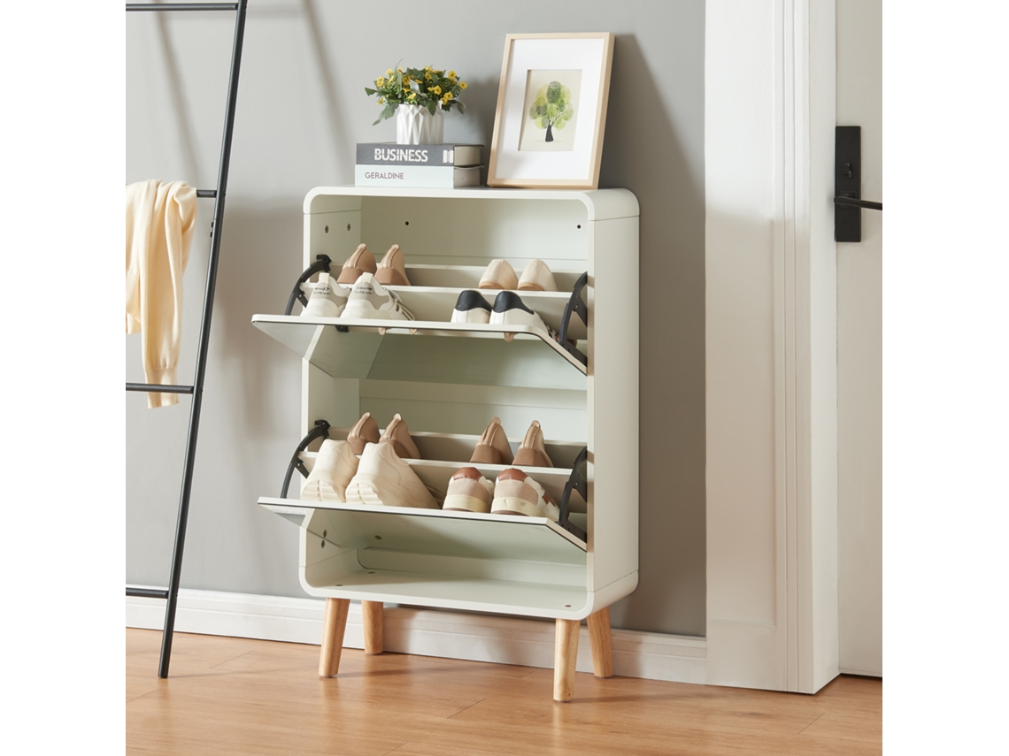 Zapatero Aure con 2 puertas abatibles 96x63x24 cm - Blanco [EN.CASA]