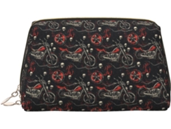 Neceser femenino con estampado de calaveras, de piel, gran capacidad, encantador, ideal para viajes y vacaciones.