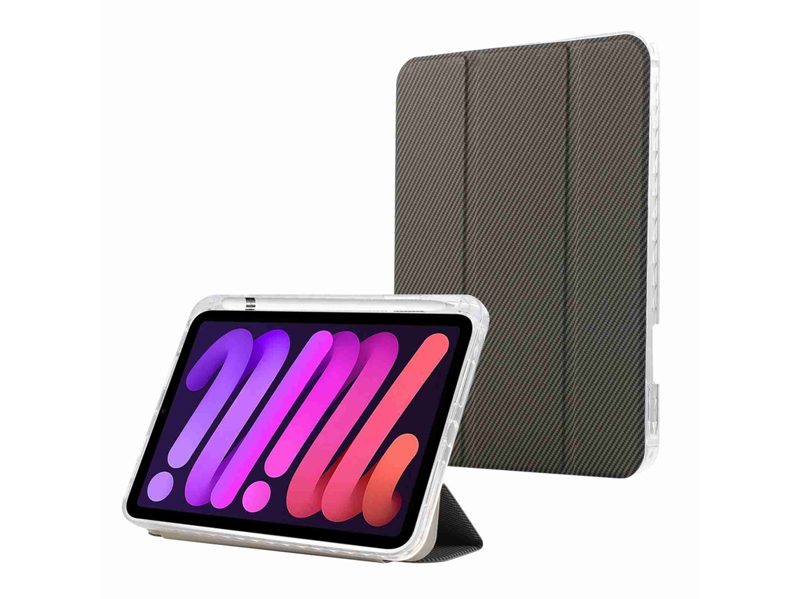 ZRUXE Funda para iPad 10Th Gen 10.9 2021 Fibra de Carbono Acrílico Transparente Funda de Cuero para Tableta de 3 Pliegues Gris