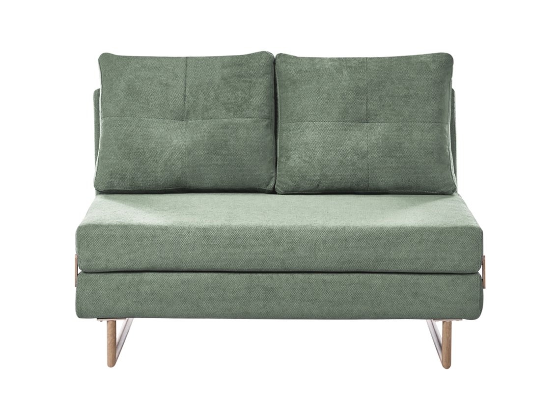 Sofá Beliani Jerslev para 2 personas en tela verde 120 x 193 cm