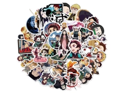 50 Pegatinas De Anime Demon Slayer, Material De Pvc Impermeable