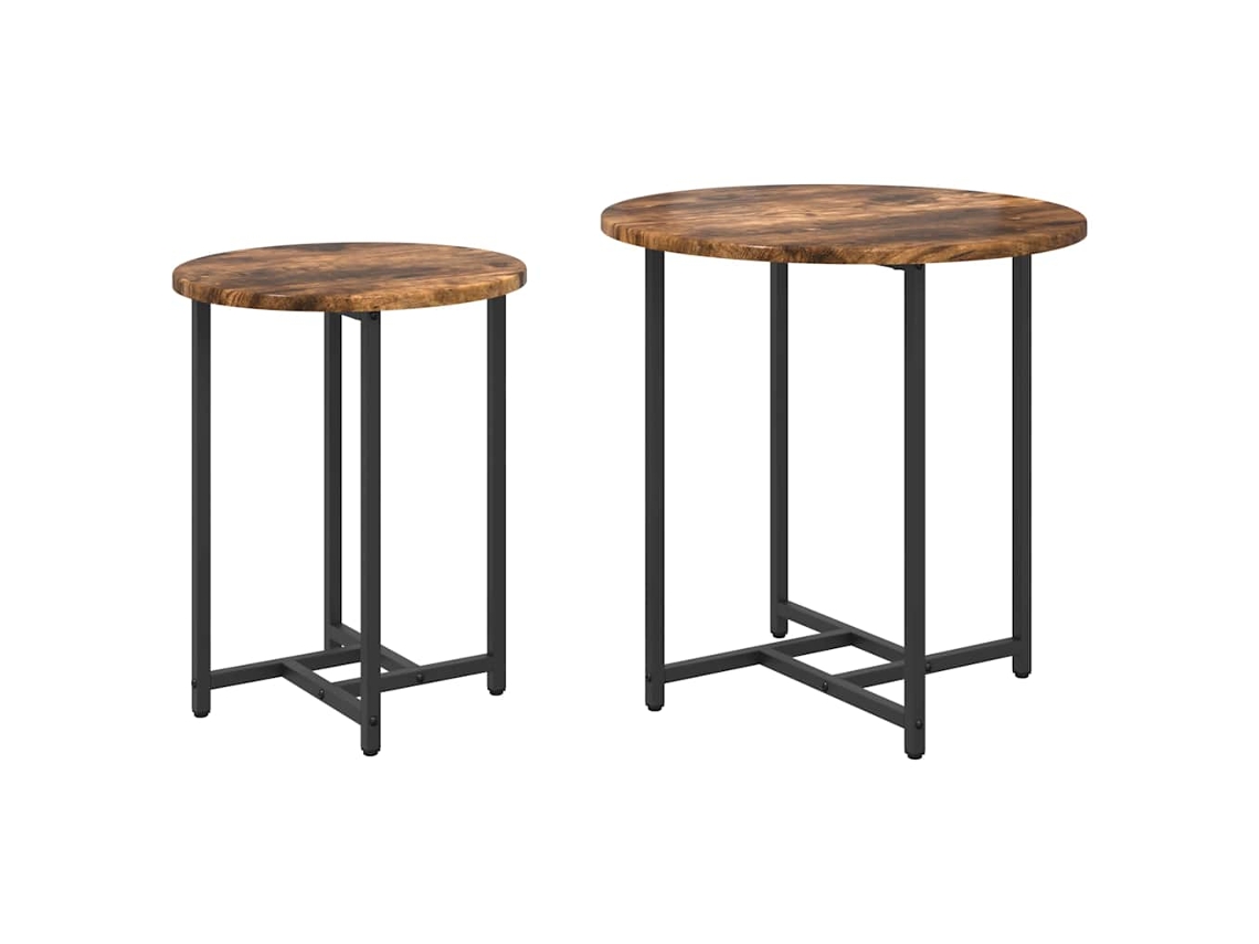 Juego de 2 Mesas Auxiliares Roble Ahumado y Negro MAISON EXCLUSIVE (0,5x0,5x0,5 cm)