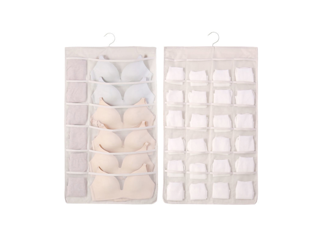 Organizador De Sujetadores Colgante, Tela Oxford, Transpirable, Doble Cara, Gran Capacidad, Beige.
