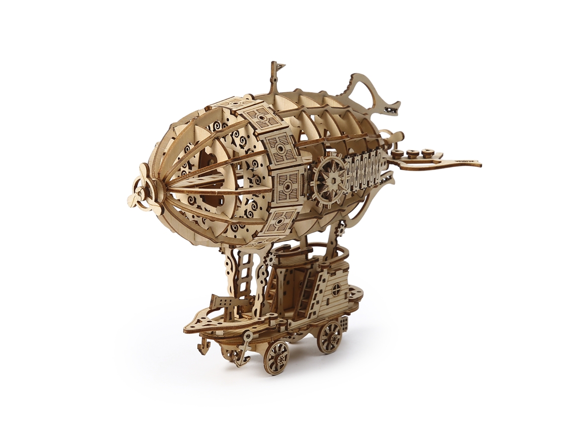 Maqueta De Madera 3d, Diseño De Teledirigible Con Movimiento Mecánico. 160 Piezas.