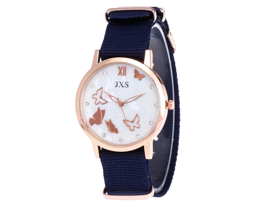 Reloj De Pulsera Sencillo Para Mujer Con Correa De Nailon Y Movimiento De Cuarzo (azul)