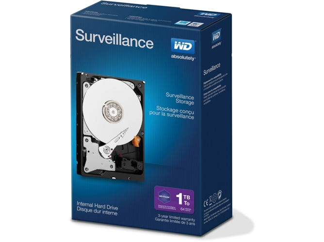 Disco HDD Interno WESTERN DIGITAL Videovigilancia (1 TB - SATA - 5400 RPM)