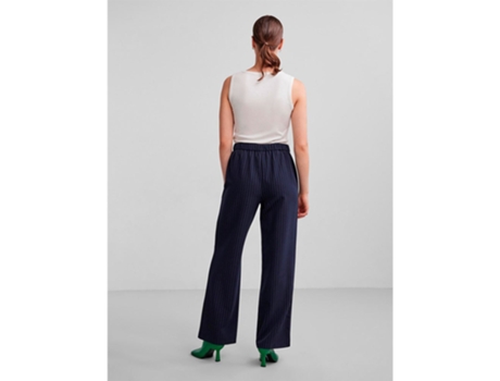 Calça PIECES Calças De Cintura Alta Bossy Wide Leg Fit Azul L Mulher