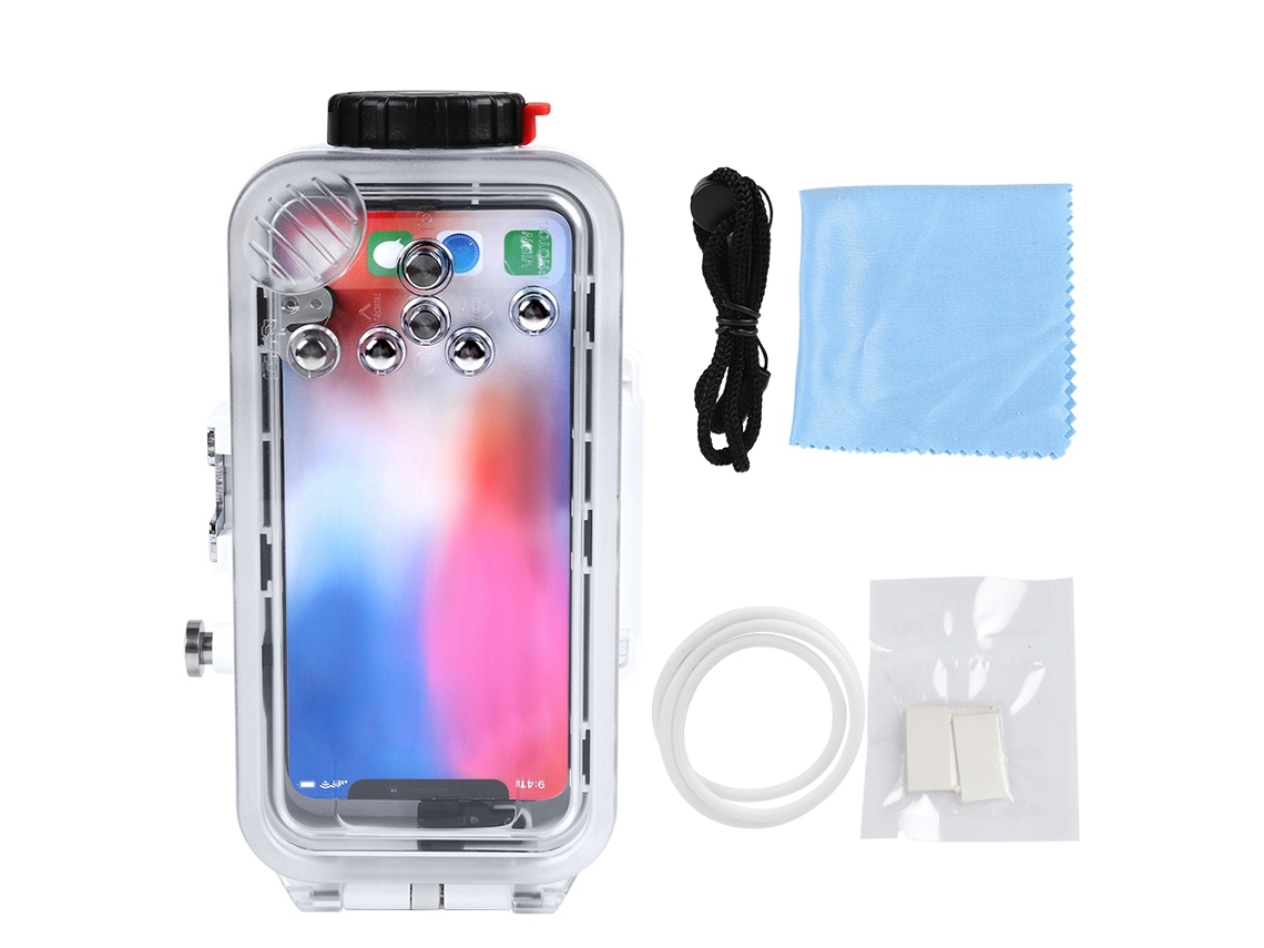 Estuche Anfibio Para Buceo Submarino Impermeable A 60m Para Iphone X Blanco