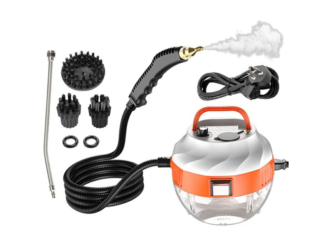 Limpiador a vapor de alta temperatura y alta presión, 1500 W, 1000 ml, 6 modos ajustables para limpieza de cocina y coche, blanco y naranja Gertiz