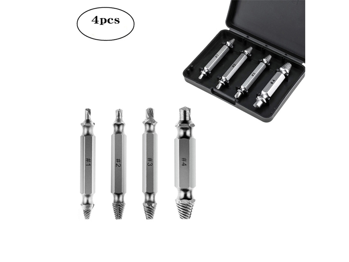 Juego De 4 Extractores De Tornillos De Doble Cabeza - Elimina Fácilmente Tornillos Dañados