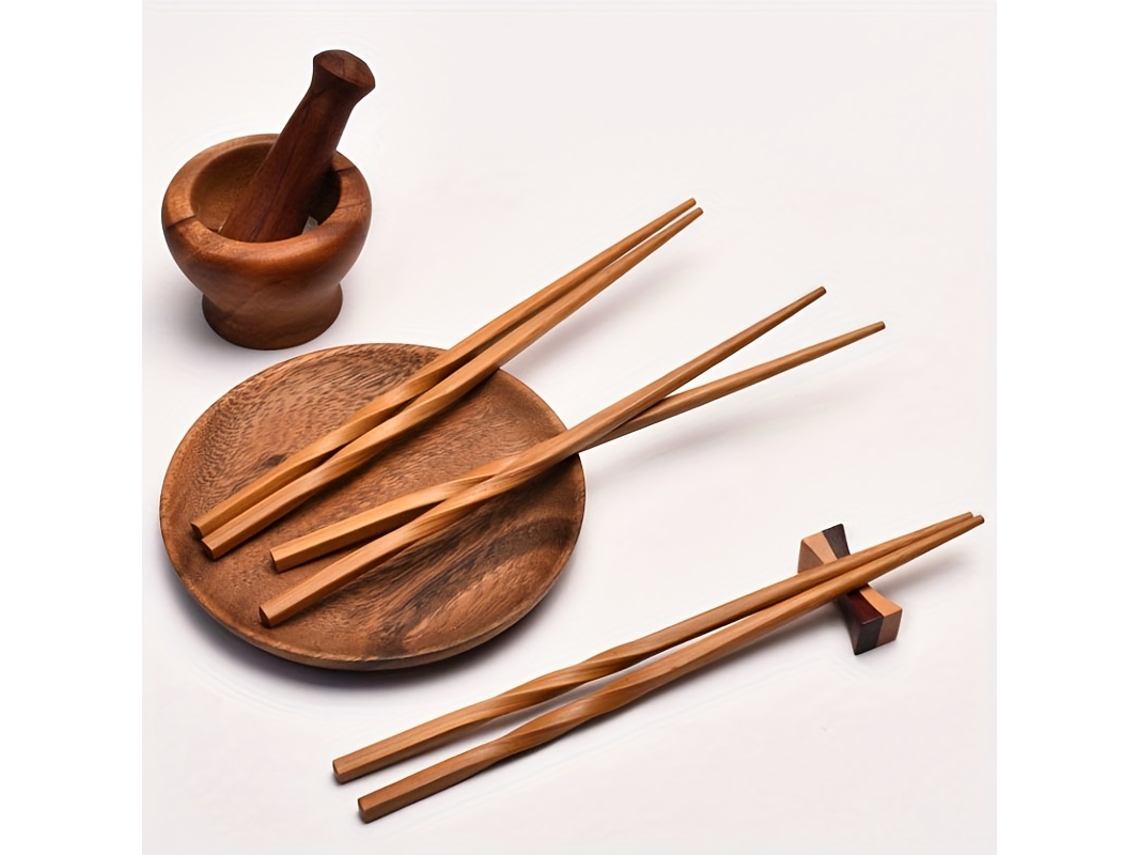 Juego de cinco pares de palillos de bambú natural, estilo chino, utensilios de cocina y accesorios para la mesa. Mdug