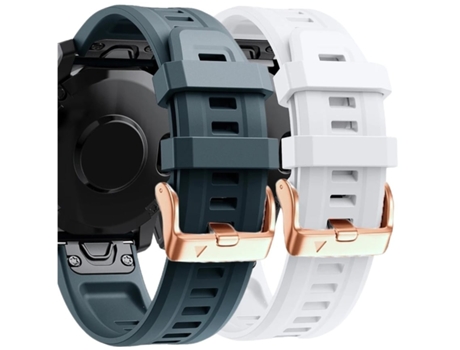Correa Silicona Cierre Metálico para Garmin Fenix 5S Plus Azul Oscuro y Blanco Pack 2X VEANXIN