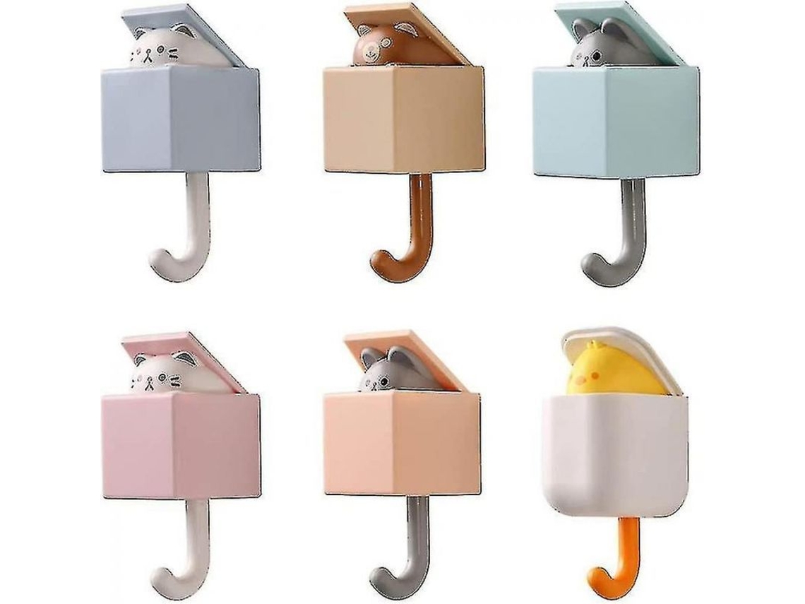 2026-6pcs Ganchos De Gato Bonitos Sin Costuras Para Baño Dormitorio Puerta Colgar Llaves Paraguas Toallas Gorros Xhi Gato Rosa