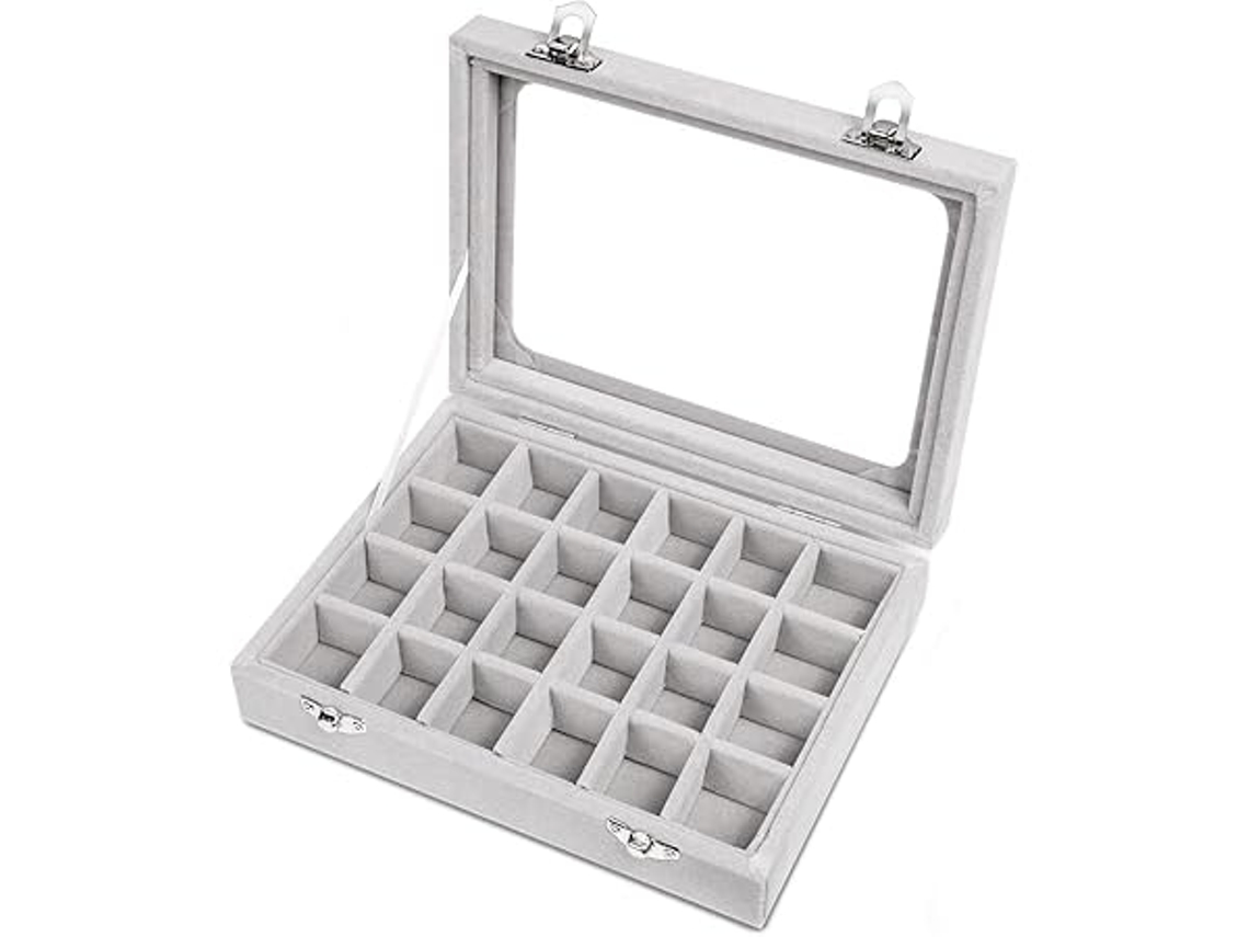 Joyero De 24 Compartimentos Para Mujer, Joyero, Expositor Joyas, Caja Guardar Anillos, Pendientes Y Collares Resistente Al Agua