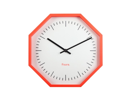 FISURA Reloj de Pared Original Octogonal Coral Reloj de Cocina Moderno Reloj de Pared neón 30 cm de diámetro ABS y Cristal 1 Pila AA