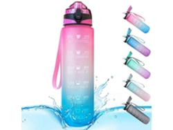Botella De Agua Deportiva De 1l Con Marcadores De Tiempo Y Pajita. Rosewell