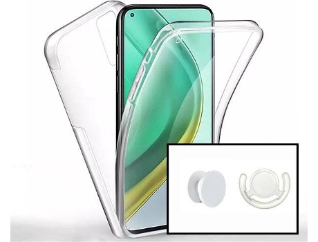 Kit Funda, PopSocket y Soporte PopSocket Xiaomi Mi 10T Pro 5G 360º Impact Protection Transparente y Blanco