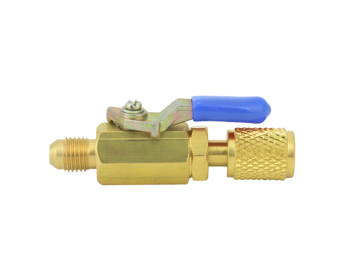 Válvula De Cierre Manual De Latón Recta 1/4in Sae Para Equipo De Refrigeración R410a R134a R12 Azul