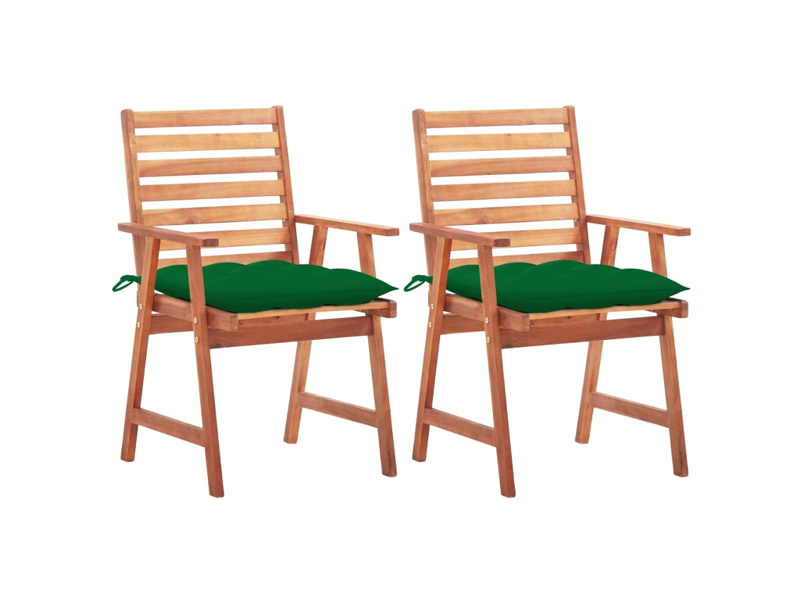 Sillas de comedor de jardín de dos piezas DKD Home Decor con cojines de acacia maciza