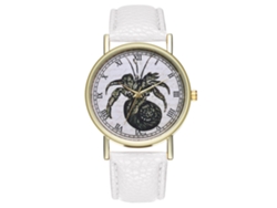 Reloj De Cuarzo Para Mujer Con Correa De Cuero Pu, Dial Redondo Grande Blanco, Moda