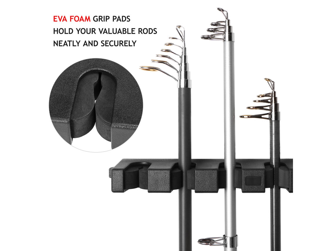 Danu26-soporte De Cañas De Pescar Para 6 Cañas Delgadas Montado En Pared, Rack De Almacenamiento Y Portacañas De Pescar