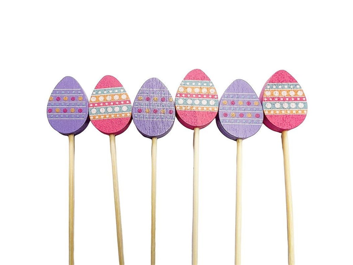 100 Palillos De Bambú Desechables De Conejo Cartoon Para Pascua Decoración Alimentaria 12cm B