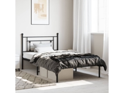 Estructura Cama Sin Colchón Con Cabecero Metal Negro 107x203 Cm