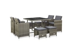 Juego de comedor para exterior con cojines de mimbre gris, Dkd Home Decor