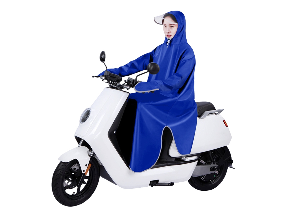 Chaqueta impermeable de tela Oxford para bicicleta eléctrica con mangas, protección extendida, azul marino, talla 5XL