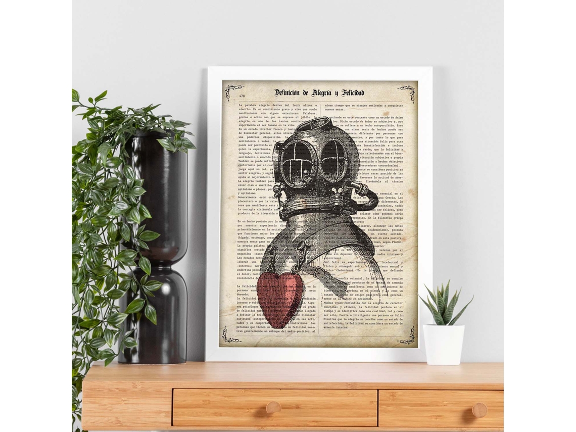 Poster De Escafandra Enamorada.Láminas Vintage Para Posters Con Diseño Vintage Y Definiciones.