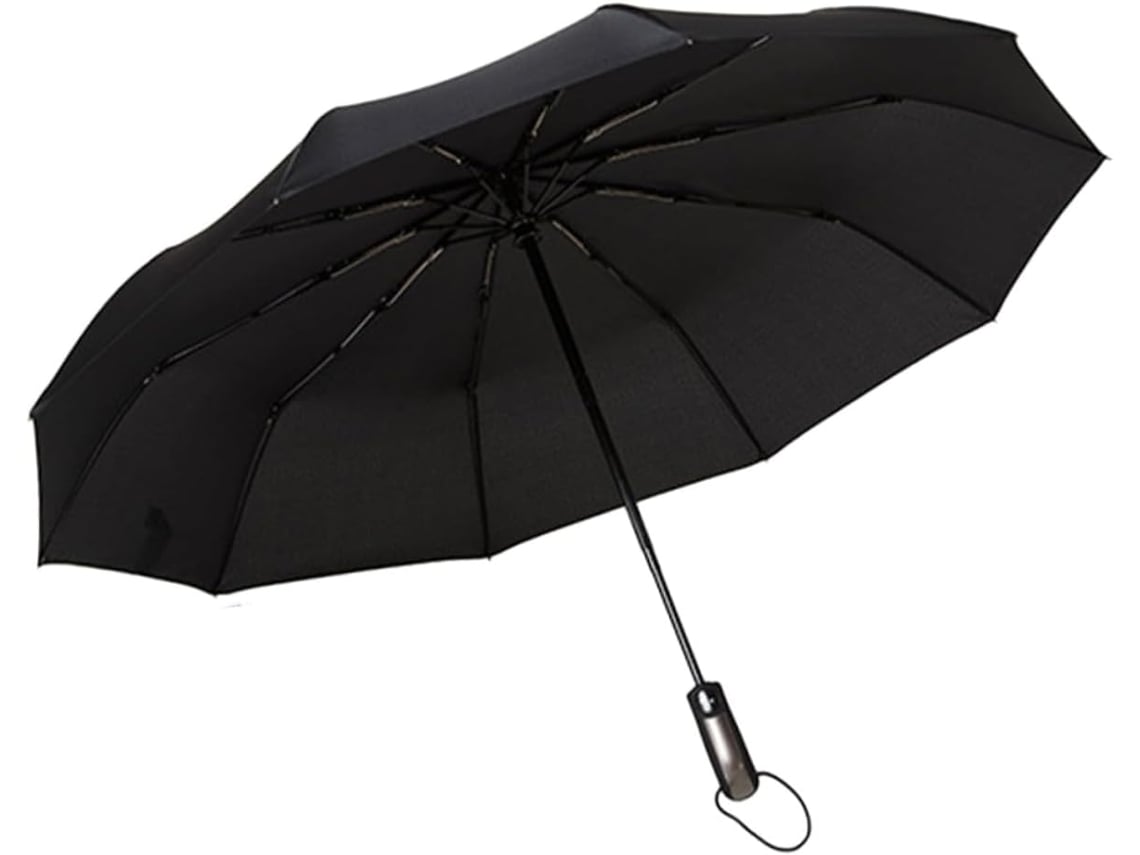Paraguas Plegable Automático 210t, Negro, Resistente Al Viento, Compacto Y Robusto Para La Lluvia Y Los Viajes.