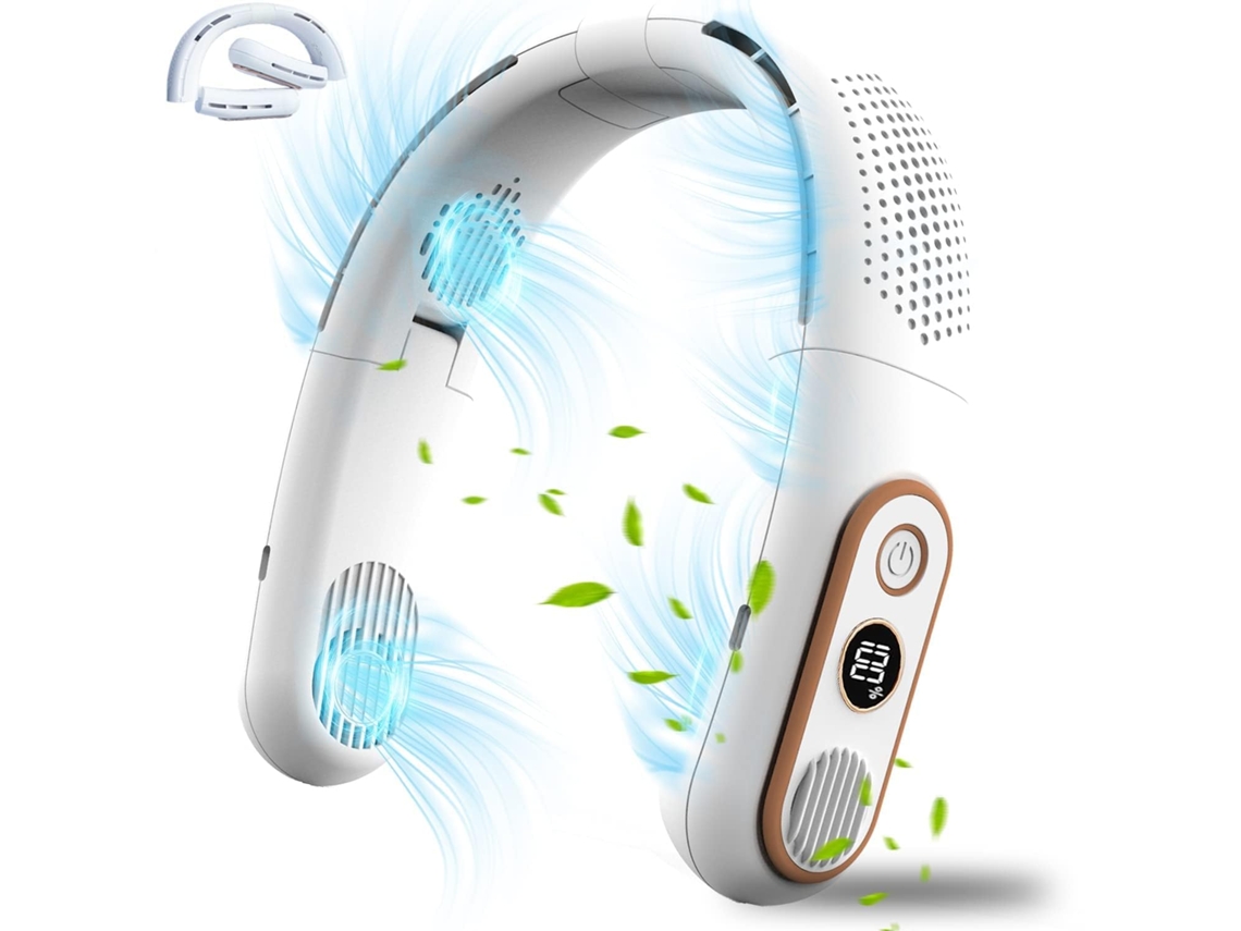Ventilador de cuello portátil, no es una aspiradora, recargable, batería de 5000 mAh, 3 velocidades de viento Mdug