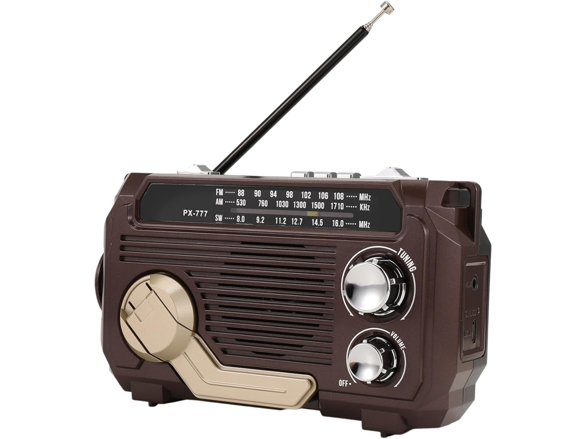 Radio De Plástico Con Manivela, Alimentada Por Energía Solar, Tres Bandas.