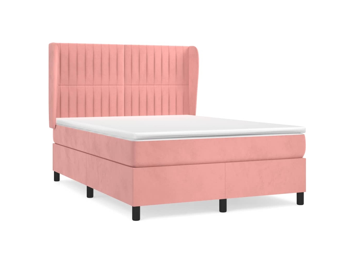 Maison Exclusive - Cama Box Spring Con Colchón Terciopelo Rosa 140x190 Cm