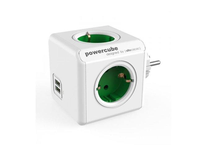 Regleta ALLOCACOC PowerCube Original USB verde (Europa - 250V)