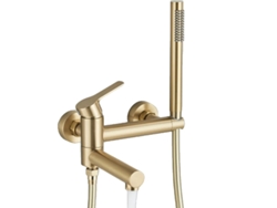 Grifo para bañera, acabado dorado cepillado, diseño de montaje en pared, PVC dorado cepillado