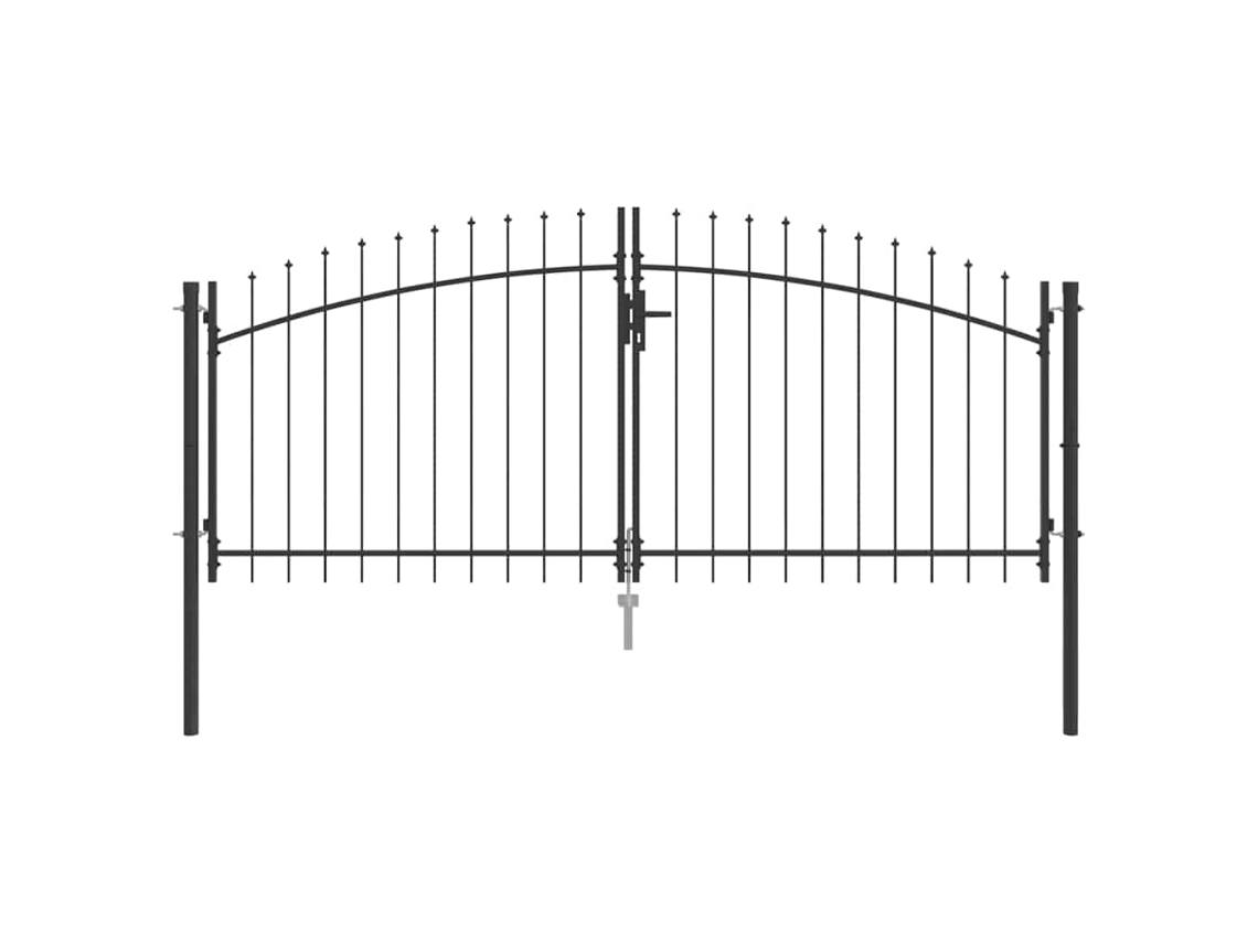 Puerta doble con sistema de cierre, gris, MAISON EXCLUSIVE, acero, 299,5 x 199,5 cm