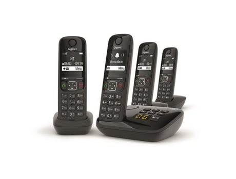 Teléfono inalámbrico Dect Quattro negro con contestador As690Aquattro