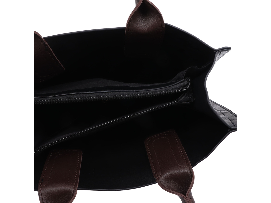 Bolso De Mano Negro Retro De Piel Sintética Para Mujer Con Asa Superior Y Gran Capacidad.